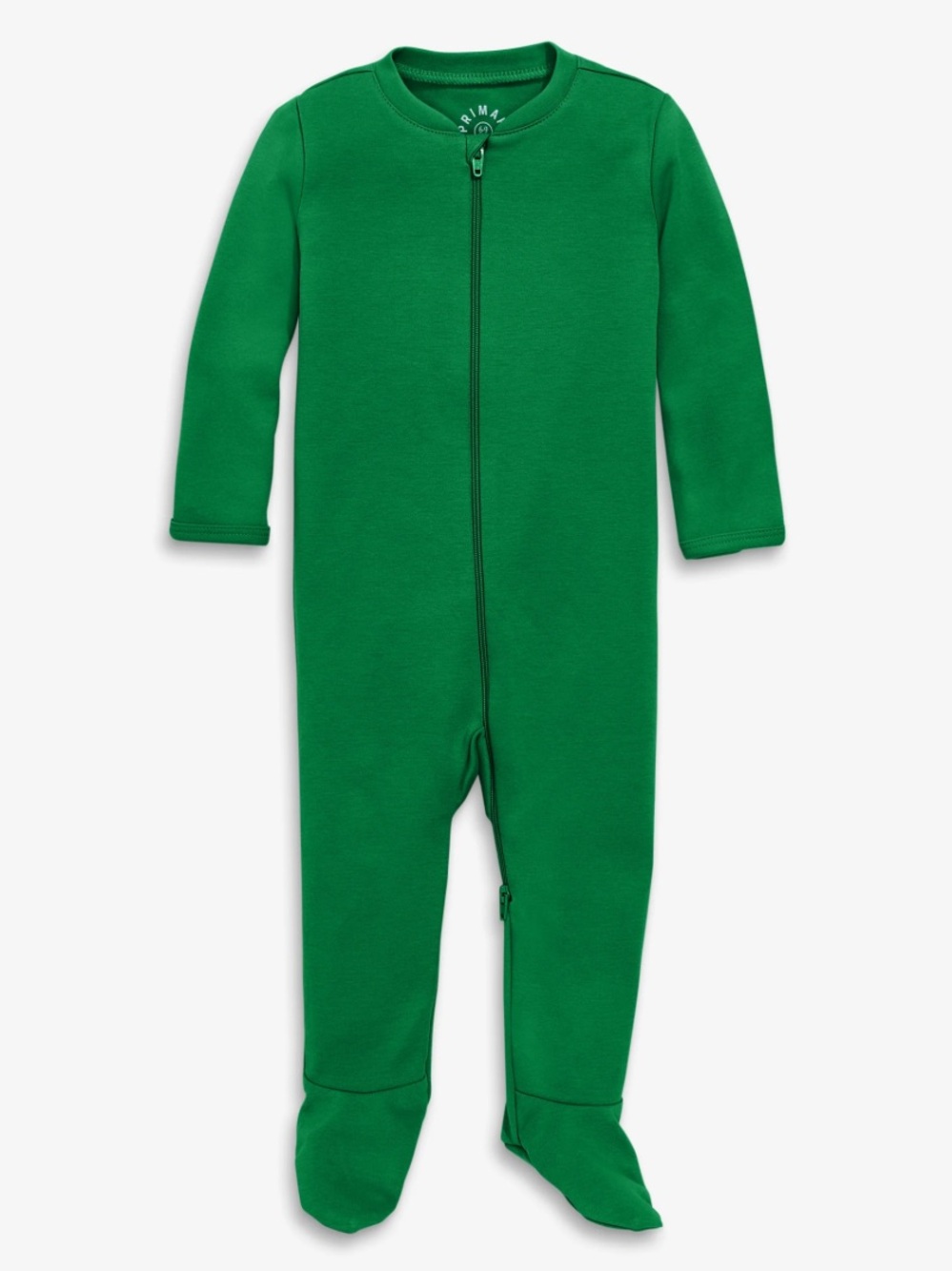PRIMARY Baby Green Long-Sleeve Organic Cotton Footed Sleeper Romper 3-6 Months